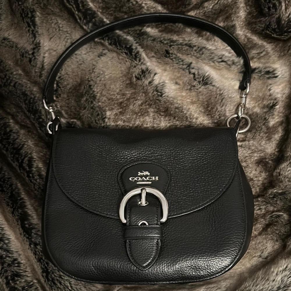 Coach Pebbled Leather Black Leather Women's Crossbody/Shoulder Bag NWOT 9”x9”x4